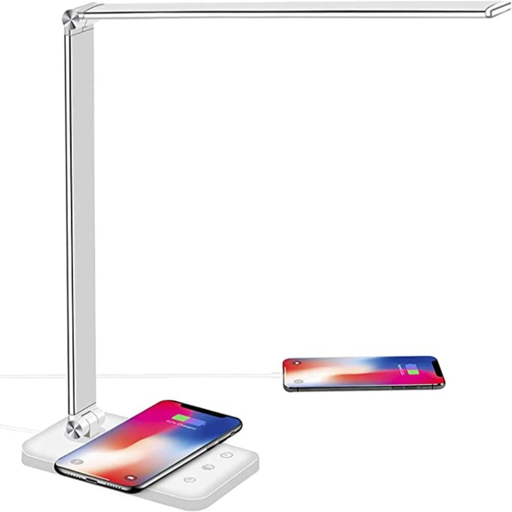 Innovative LED-Schreibtischlampe, augenschonend, dimmbar, verstellbar und mit USB-Anschluss für maximale Produktivität.