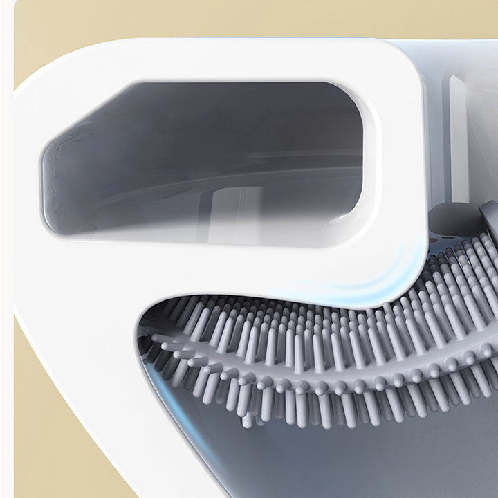 Platzsparende wandmontierte WC-Bürste, modernes Design, ideal für hygienische Badreinigung.