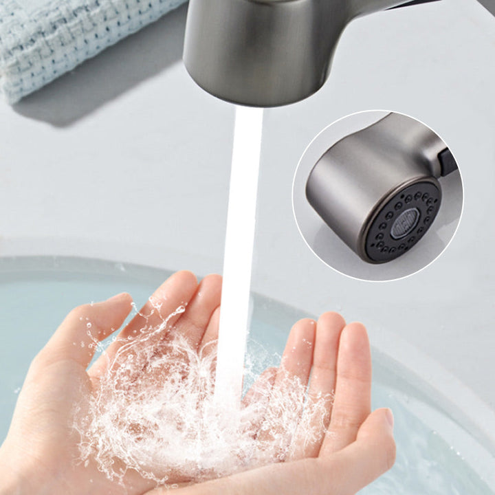 Flexibler Waschtisch-Wasserhahn mit ausziehbarem Sprühkopf und langlebigem Keramikventil für Ihr Bad.