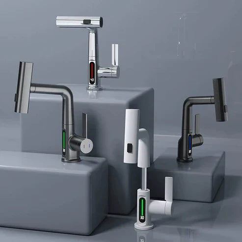 Hochwertiger Spültisch-Wasserhahn mit 360° Drehgelenk & ausziehbarer Brause für Profi-Küchen.