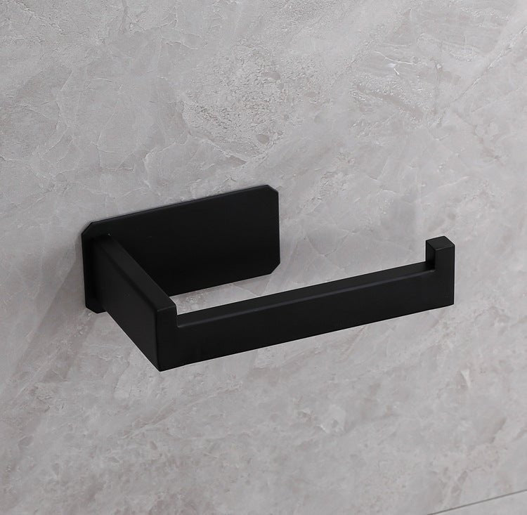 Moderner bohrfreier Edelstahl Toilettenpapierhalter in Schwarz oder Silber, rostfrei, für stilvolles Bad-Design.