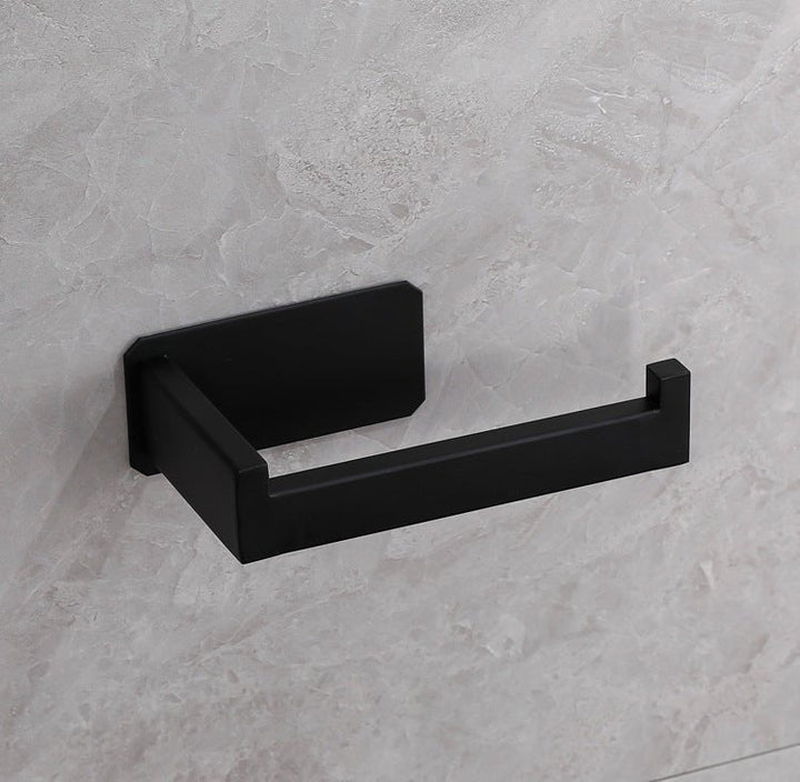 Moderner bohrfreier Edelstahl Toilettenpapierhalter in Schwarz oder Silber, rostfrei, für stilvolles Bad-Design.