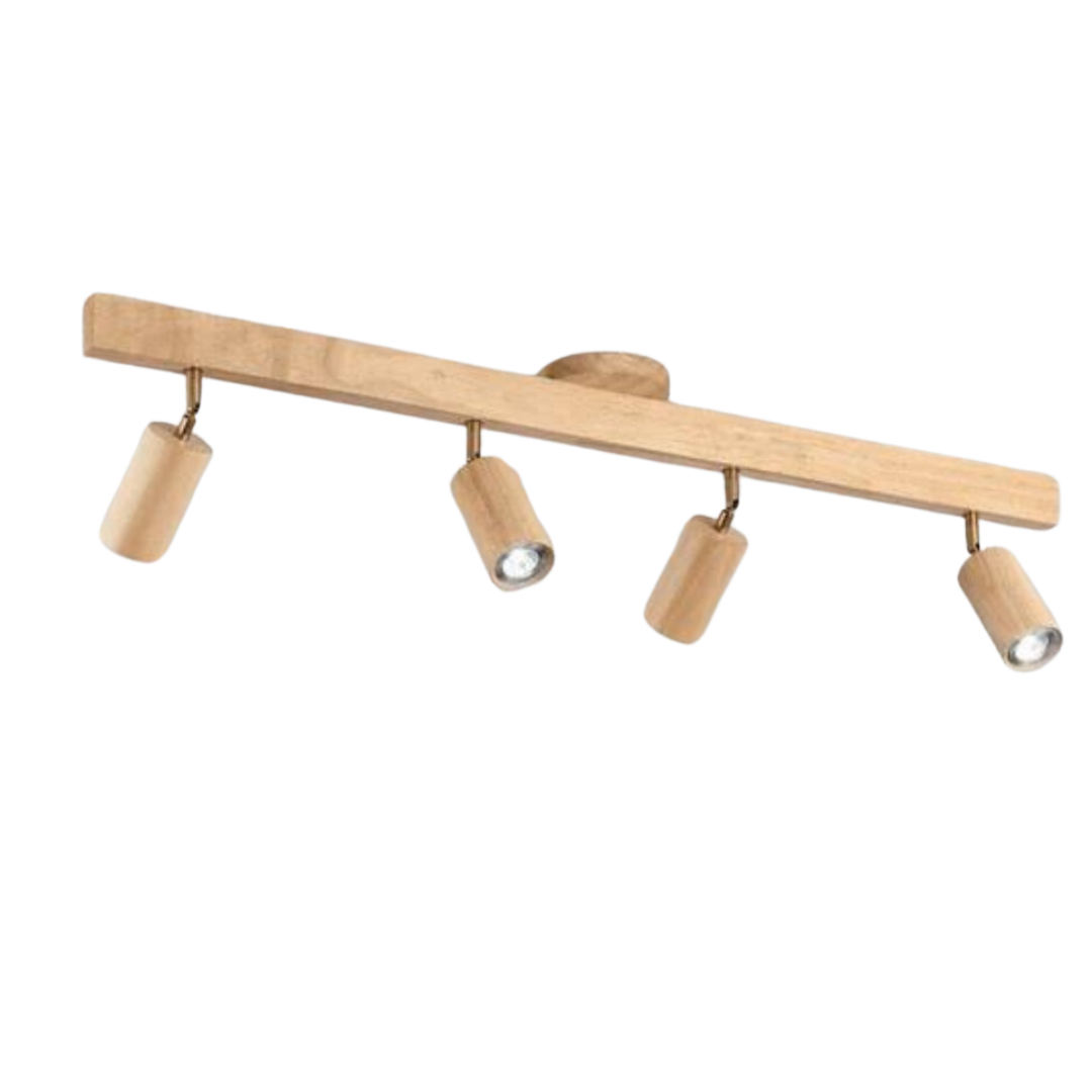 EcoLux Holz-Deckenstrahler, Detail des LED-Leuchtmittels, hell, sparsam & energieeffizient.