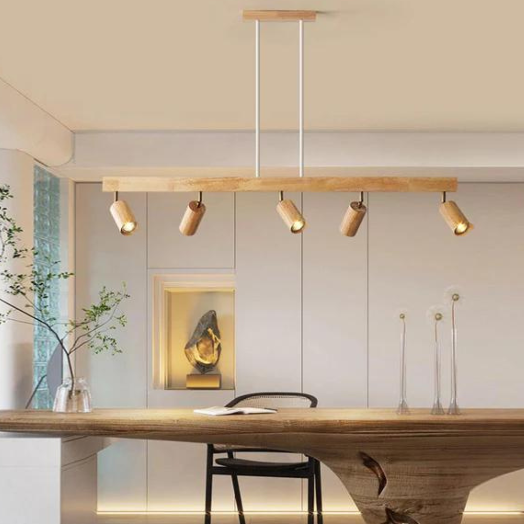 Energieeffizienter EcoLux LED-Strahler aus Holz, nachhaltig & modern, perfekt für Schlafzimmer.