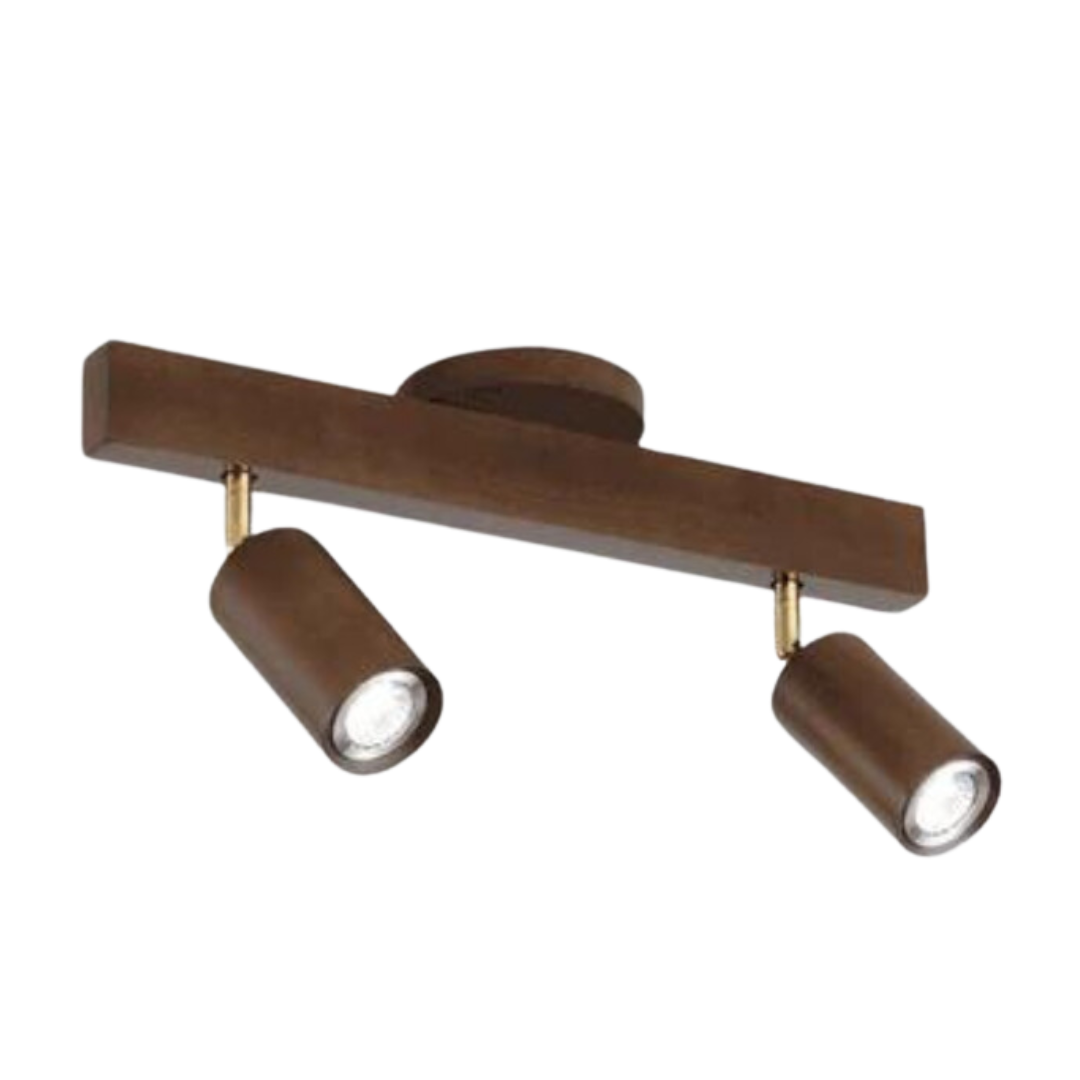 Natürlicher EcoLux Deckenstrahler aus Holz, warmes Licht für eine einladende Atmosphäre.