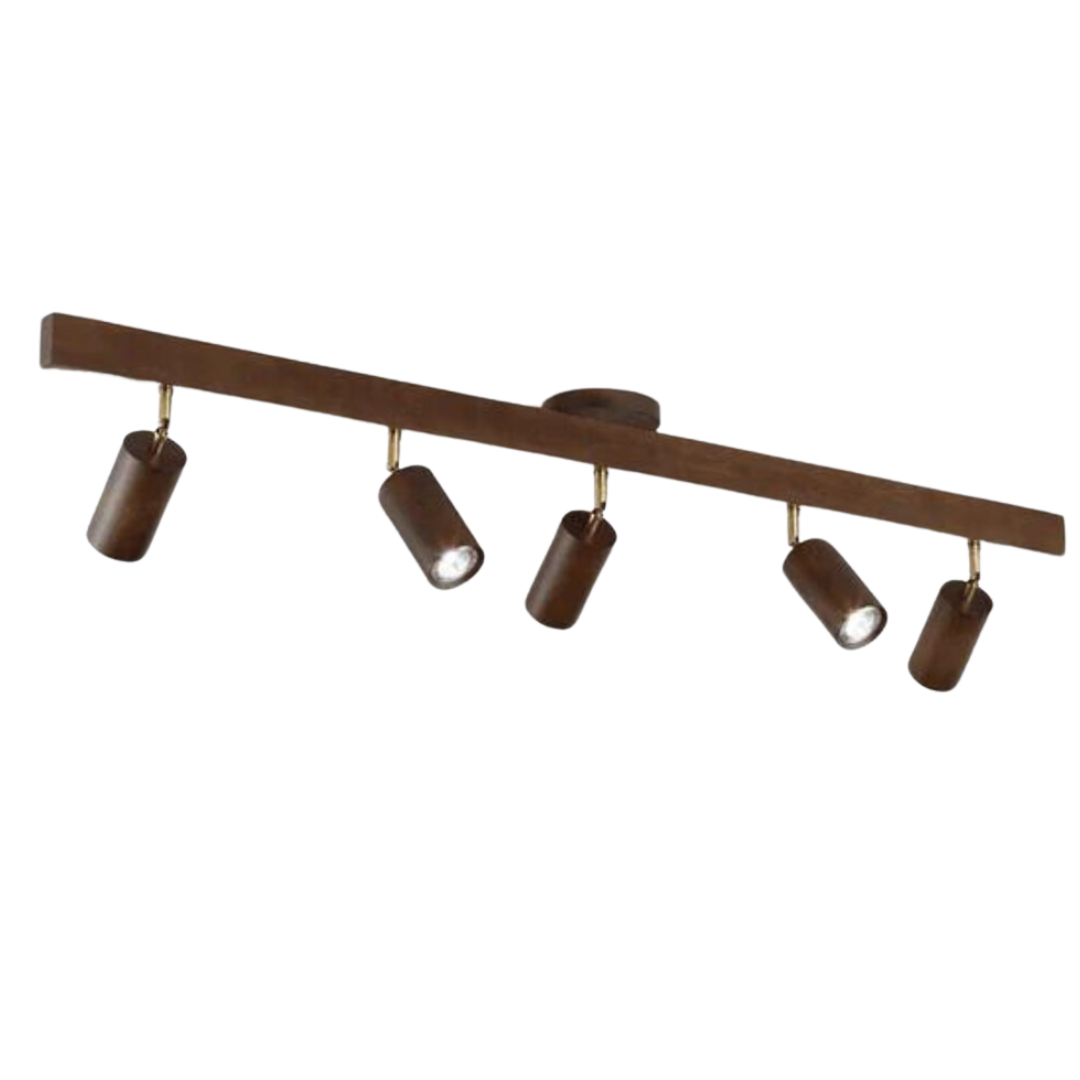 Schwenkbarer EcoLux LED-Strahler aus Holz, energieeffizient, fokussiert das Licht.