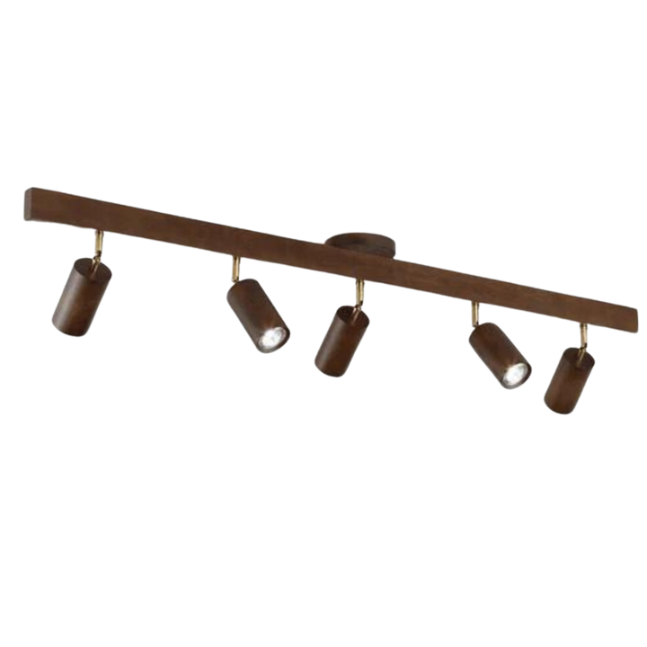 Schwenkbarer EcoLux LED-Strahler aus Holz, energieeffizient, fokussiert das Licht.