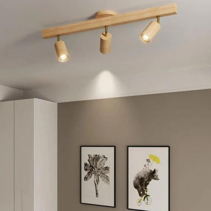 EcoLux Holzlampe, verstellbar, mit warmweißem LED-Licht, moderne Innenbeleuchtung.