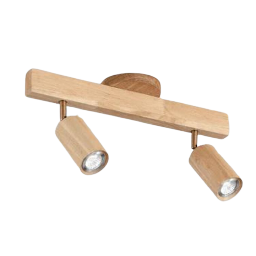 EcoLux Holz-Deckenstrahler, vielseitig verstellbar, kombiniert Funktionalität mit Design.