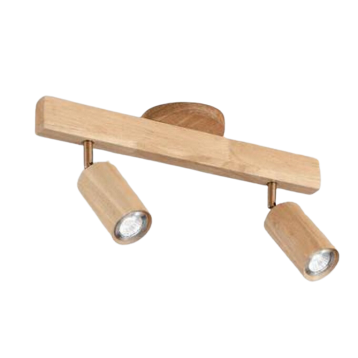 EcoLux Holz-Deckenstrahler, vielseitig verstellbar, kombiniert Funktionalität mit Design.