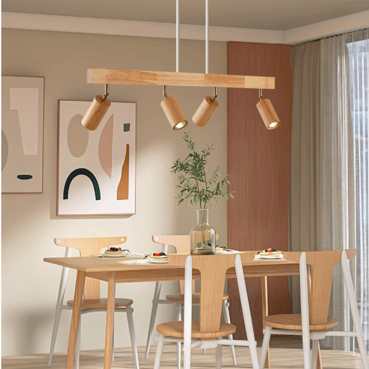 Moderne EcoLux Holz-Spotleuchte, verstellbar, für eine angenehme Atmosphäre im Schlafzimmer.