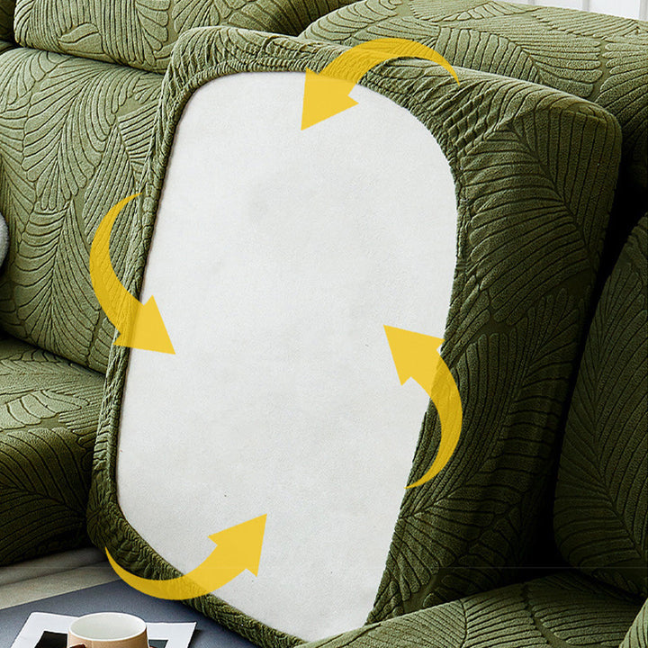 Kratzfester Sofabezug im modernen Blätterlook. Langlebiger Schutz für Ihre Wohnzimmermöbel & Couch.