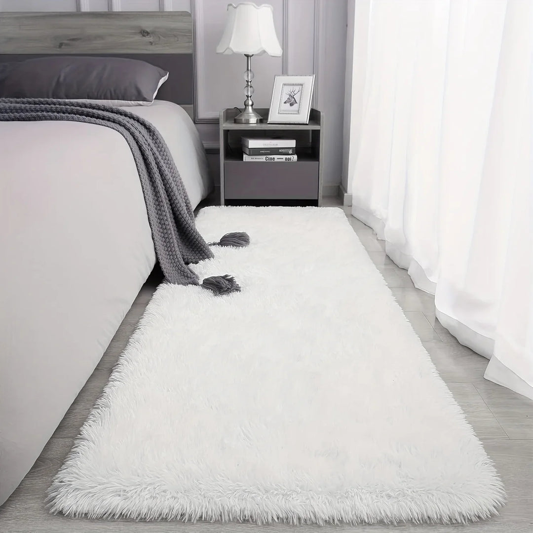Moderner, ultraweicher Hochflor Teppich für Wohnzimmer & Schlafzimmer; waschbar & rutschfest.