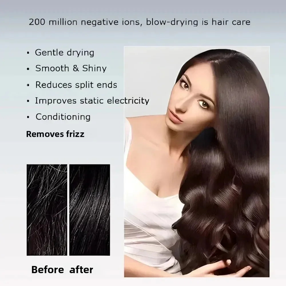 Vielseitiger Ionen Haartrockner mit präziser Styling-Düse für glatte, glänzende Ergebnisse und schnelles Styling.