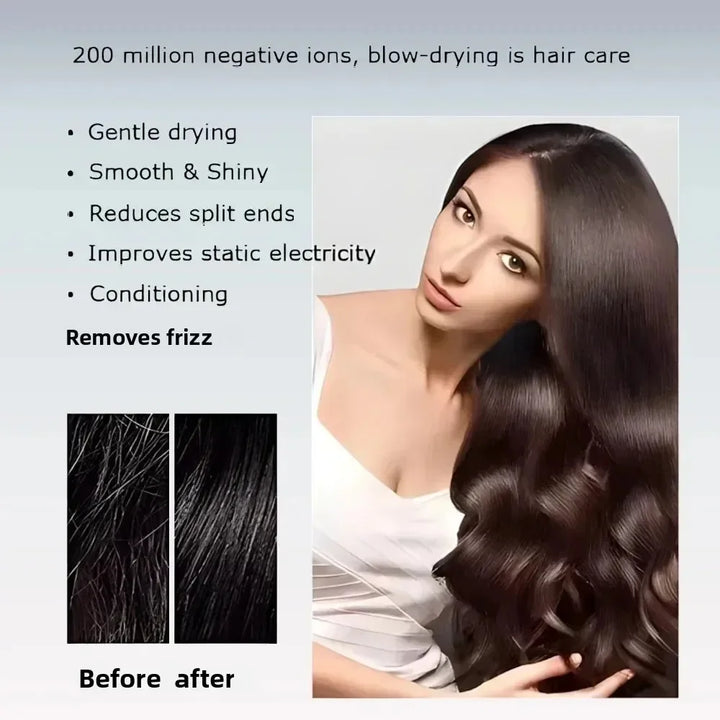 Vielseitiger Ionen Haartrockner mit präziser Styling-Düse für glatte, glänzende Ergebnisse und schnelles Styling.