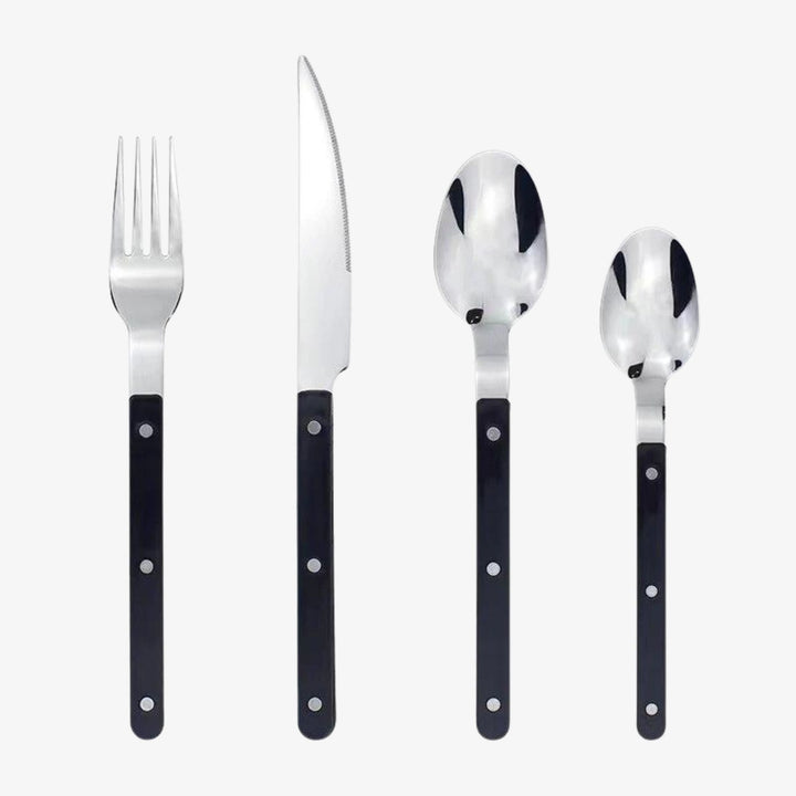 Modernes 24-teiliges Bistro Besteckset aus Edelstahl für 6 Personen. Ideal für Küche & Tischkultur.
