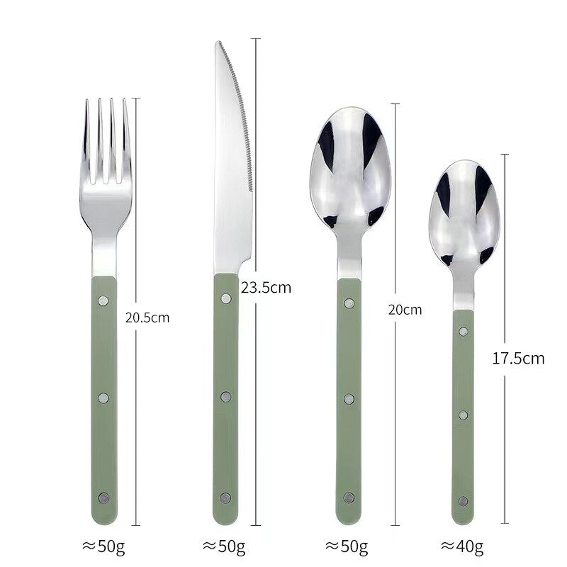 Hochwertiges 24-tlg. Edelstahl Besteckset im modernen Bistro-Stil für 6 Personen. Für stilvolle Tischkultur.