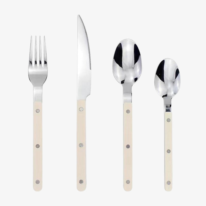 Edles Bistro Besteckset, 24-teilig für 6. Modernes Edelstahl-Design für anspruchsvolle Küche & Tischkultur.