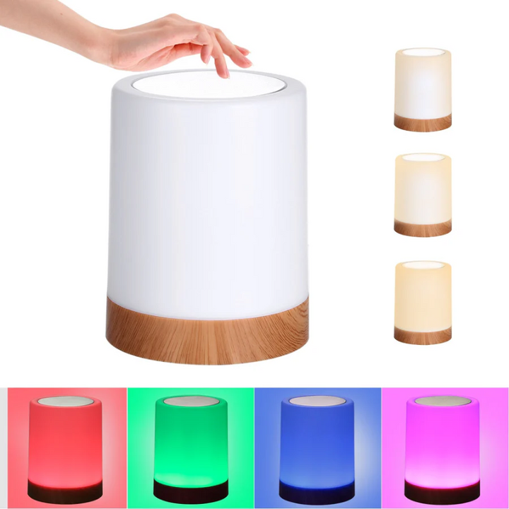 Modernes dimmbares LED Nachtlicht mit Touch-Steuerung, perfekt als Schlafzimmerlampe oder Wohnzimmerdeko.