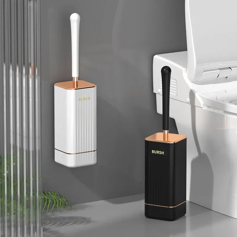 Modernes WC-Bürsten Set mit Wandhalterung, bohrfrei & platzsparend für jedes Badezimmer.