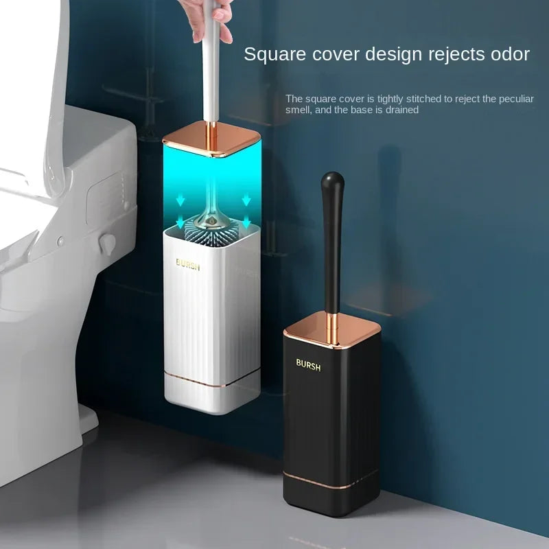 Toilettenbürste mit TPR-Borsten für hygienische Reinigung, modernes Design zur Wandmontage ohne Bohren.