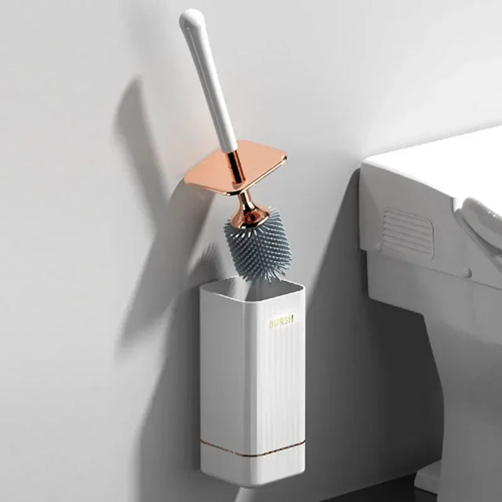 Stilvolles WC-Bürsten Set, modernes Badaccessoire zur bohrfreien Wandbefestigung, effektiv & sauber.