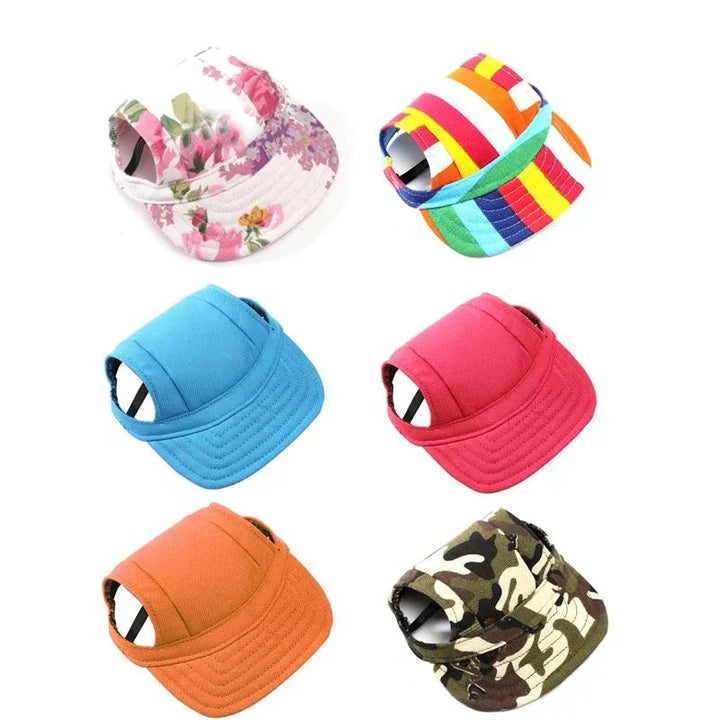 Stylische Hunde-Cap, modisches Tieraccessoire mit Sonnenschutz, verstellbar, aus Baumwolle/Oxford-Stoff.