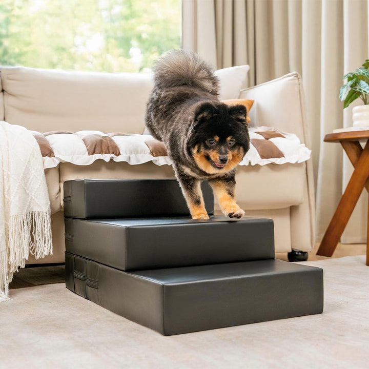 Modulare Hundetreppe aus PU-Leder, wasserdicht & waschbar. Ideal für sicheren Zugang zu Möbeln.