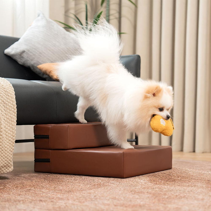 Rutschfeste Hundetreppe, PU-Leder. Modulare Stufen für stabilen Halt beim Auf- und Abstieg.