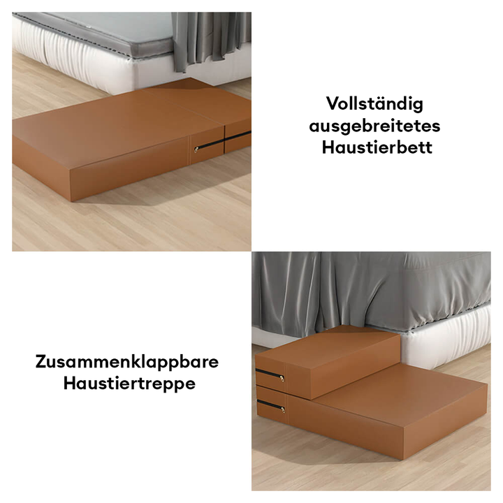 Waschbare Katzentreppe aus PU-Leder, altersgerecht. Erleichtert den Zugang zum Fensterbrett.