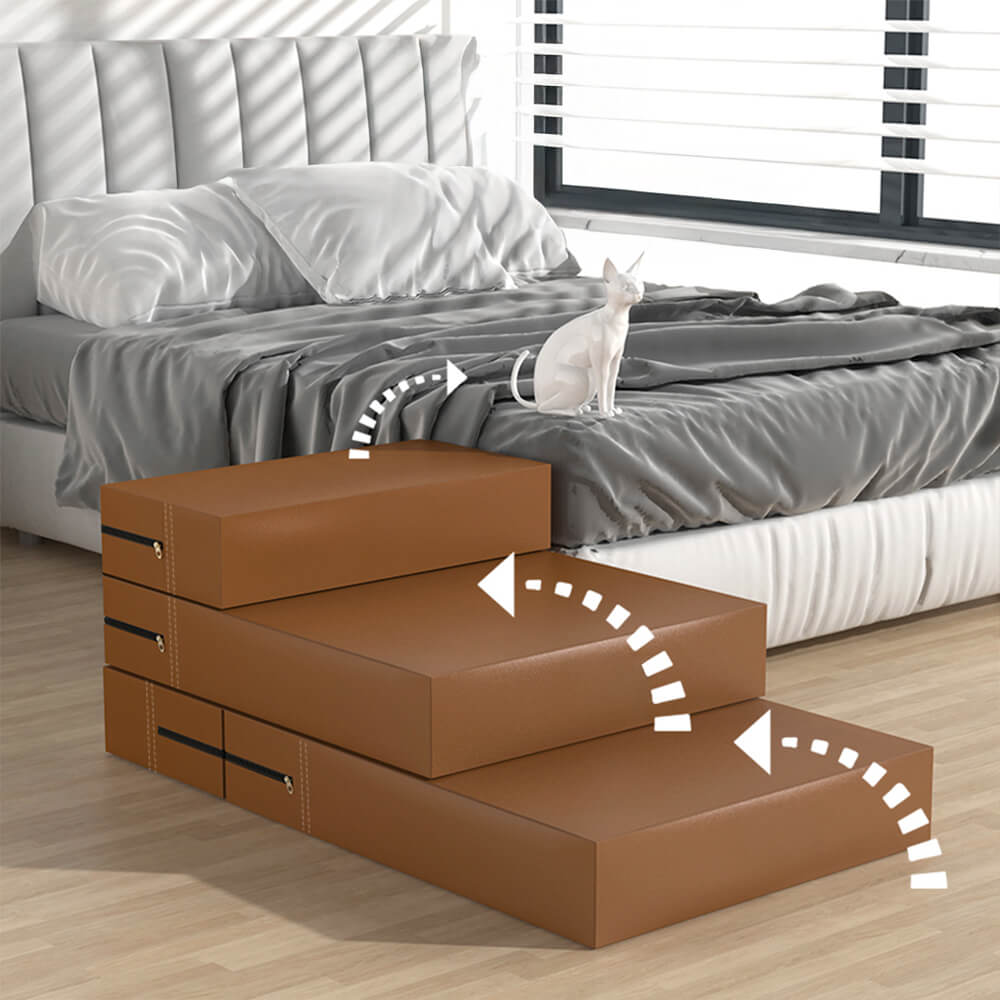 Modultreppe für Haustiere, PU-Leder. Sicherer Aufstieg zum Haustierbett oder Sofa.