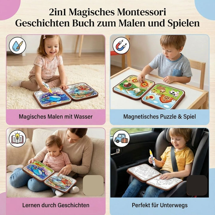 Interaktives Spielbuch: Montessori Malen, Geschichten erzählen, Lernspielzeug für Vorschulkinder.