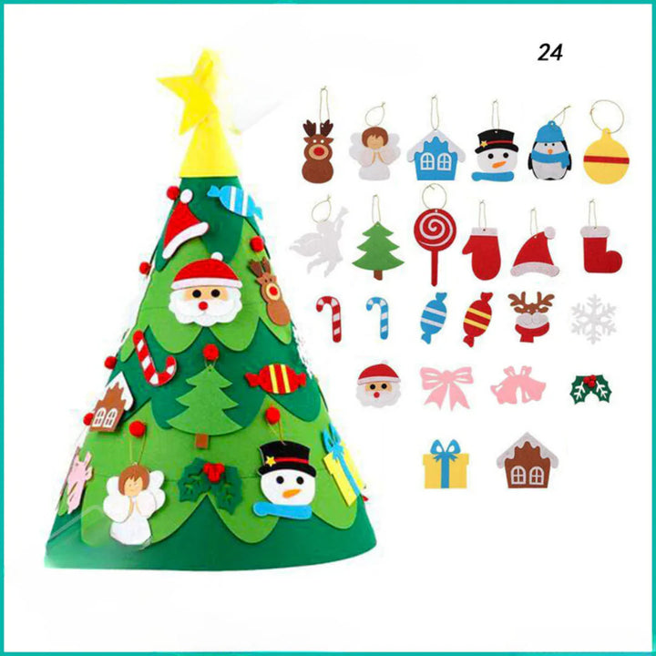 Interaktiver Montessori Lernspielzeug Filzbaum für Kinder, ideal für Kreativität & Feinmotorik zu Weihnachten.