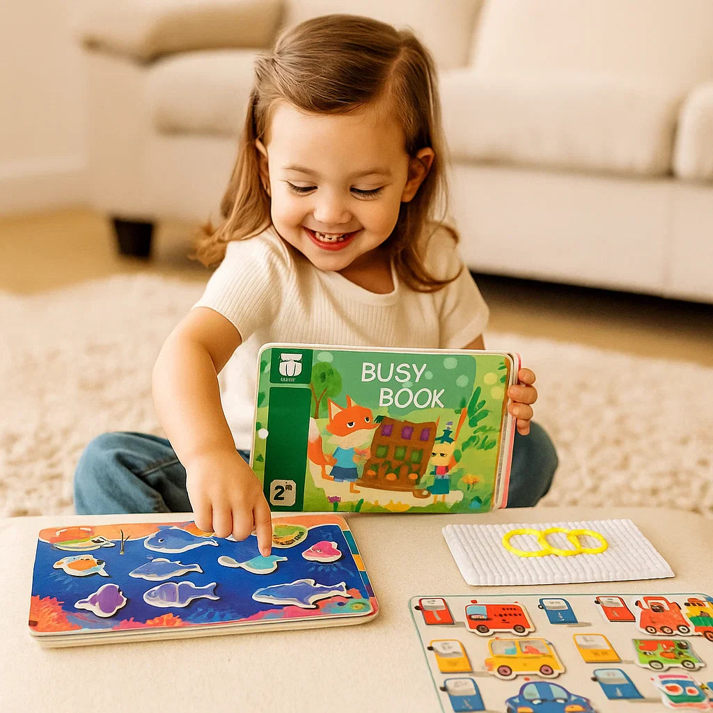 Hochwertiges Montessori Lernbuch für Babys und Kleinkinder, sensorisches Spielzeug zur Frühförderung.