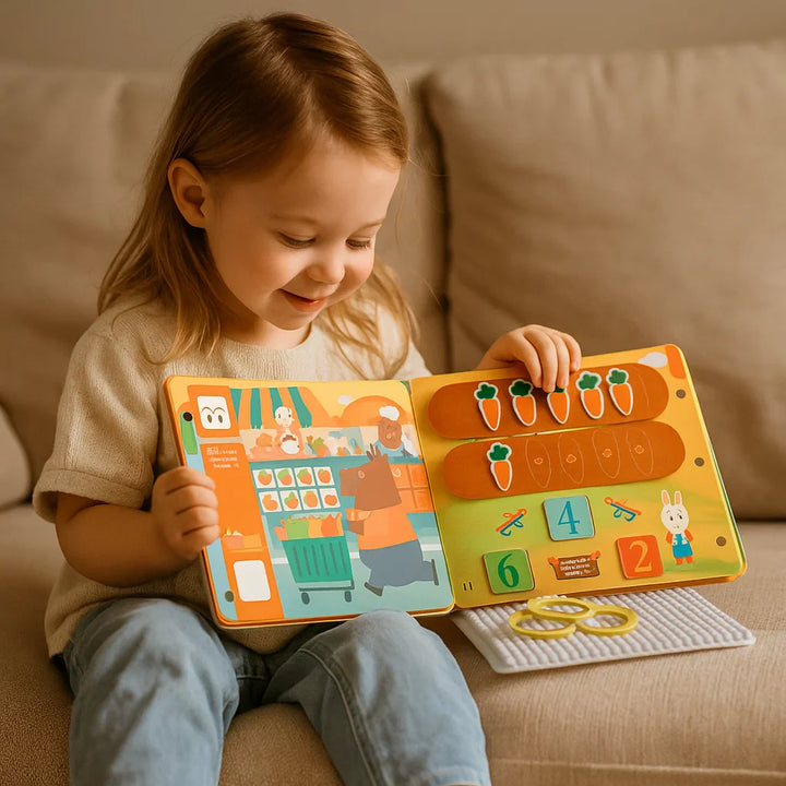 Fesselndes Montessori Beschäftigungsbuch, fördert Sensorik & Feinmotorik von Kindern & Kleinkindern.