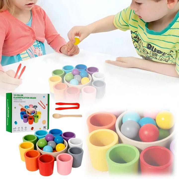 Spielend lernen mit dem Montessori Farb- & Sortierspiel aus Holz: Farben, Formen & Motorik für Kleinkinder.