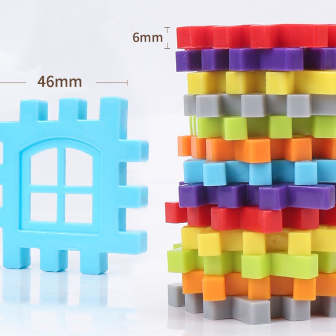 Montessori Fenster Bausteine Set: Ideales Holzspielzeug für kreative Kinder, fördert Entwicklung & Spielspaß.