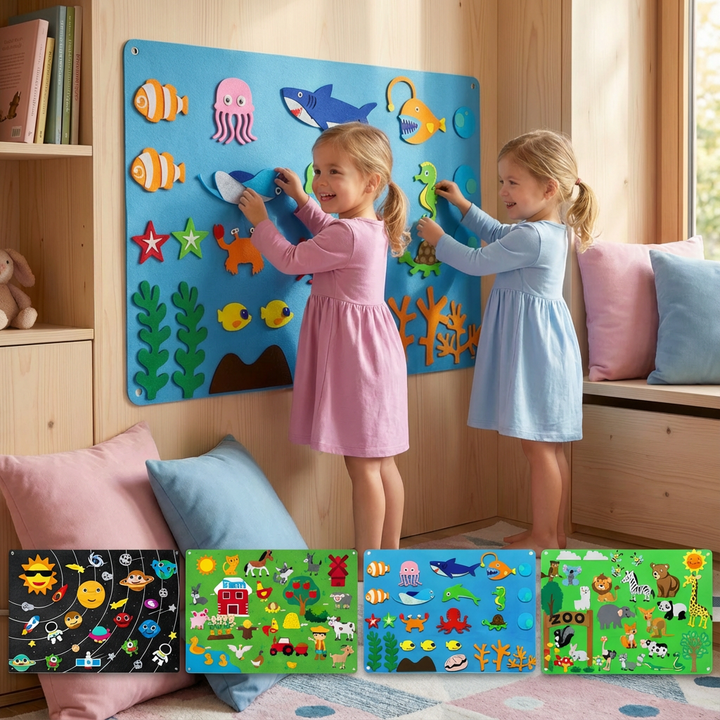 Montessori Filzwelten Lernspielzeug für Kinder, fördert Feinmotorik & Kreativität.