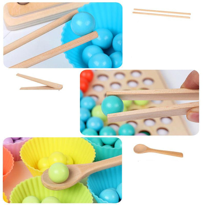 Feinmotorik-Trainingsspiel aus Holz für Kinder. Sortierbrett mit Kugeln zum Lernen von Farben, Zahlen & Geschicklichkeit.