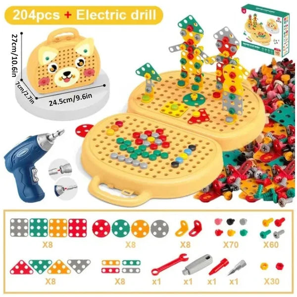 Lernspielzeug Kinder: Montessori Kreativ-Kiste für Motorik, Bauen & logisches Denken.