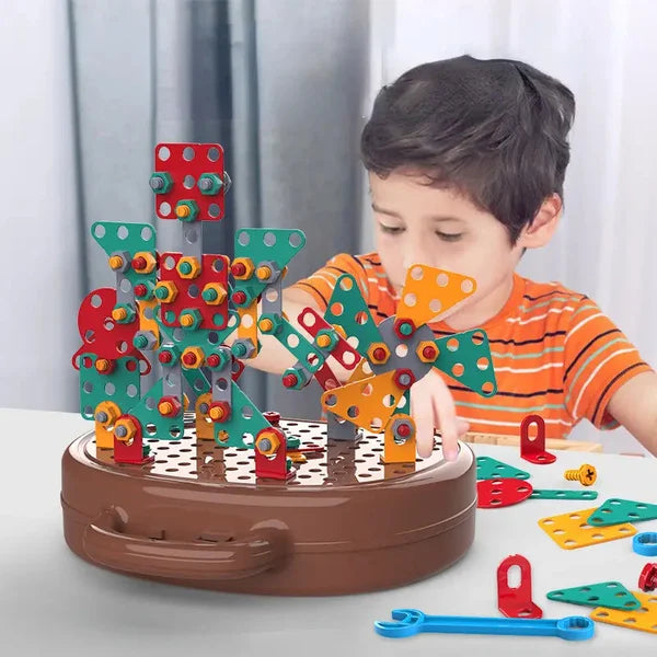 Entwicklungsspielzeug Kinder: Montessori Kreativ-Kiste, fördert STEM, Motorik & Bauen spielerisch.