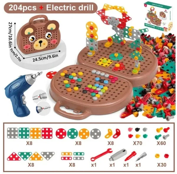 Bauspielzeug Kinder Montessori: Kreativkiste fördert STEM-Fähigkeiten, Motorik & logisches Denken.