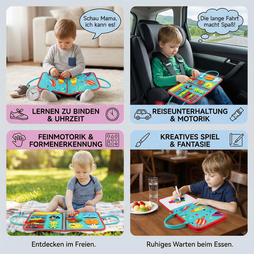 Pädagogisches Montessori Kinderbuch für die Vorschule. Unterstützt spielerisch Feinmotorik, kognitive Entwicklung & Bildung.