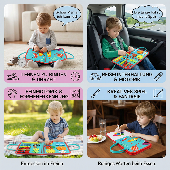 Pädagogisches Montessori Kinderbuch für die Vorschule. Unterstützt spielerisch Feinmotorik, kognitive Entwicklung & Bildung.