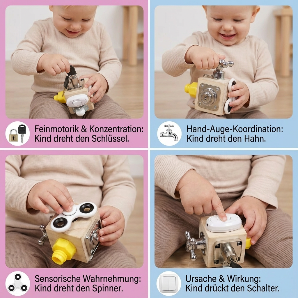 Hochwertiger Montessori Lernwürfel aus Holz für Kinder, pädagogisches Spielzeug zur Förderung der Entwicklung.