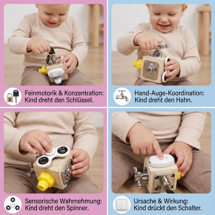 Hochwertiger Montessori Lernwürfel aus Holz für Kinder, pädagogisches Spielzeug zur Förderung der Entwicklung.