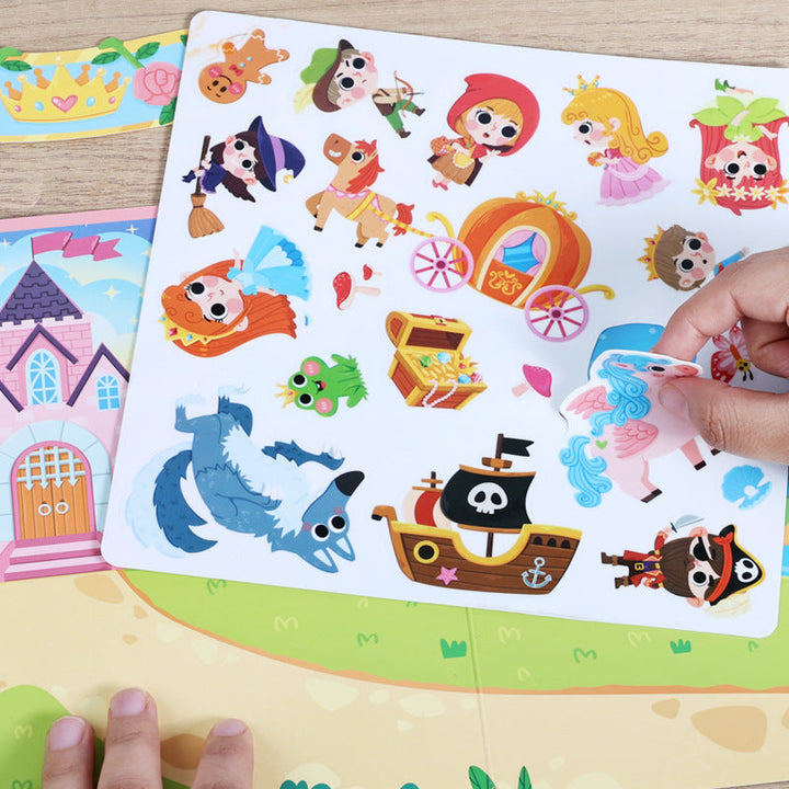 Wiederverwendbares Montessori Stickerbuch für Kinder, ideal zur Förderung von Kreativität und Bildungsentwicklung.