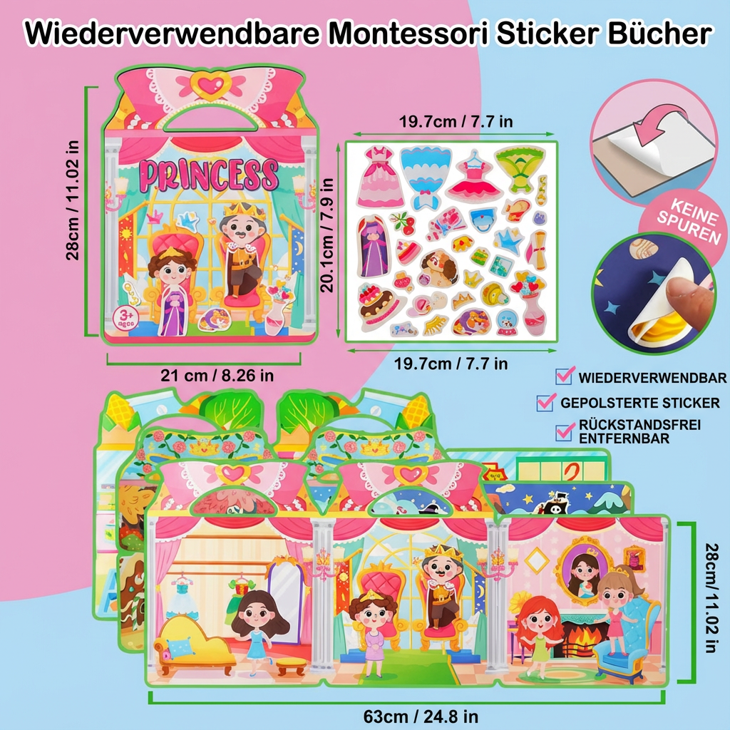 Kreatives Montessori Stickerbuch Weltraum, wiederverwendbares Lernspiel für Kinder, ideal zum Entdecken.