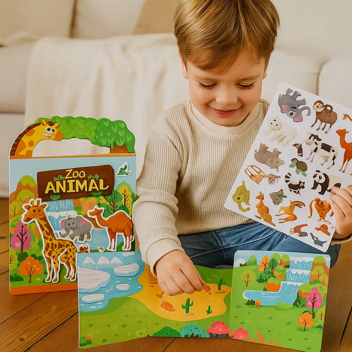 Montessori Stickerbuch als Lernspielzeug & Geschenk für Kinder. Fördert Kreativität, Feinmotorik & Bildung.