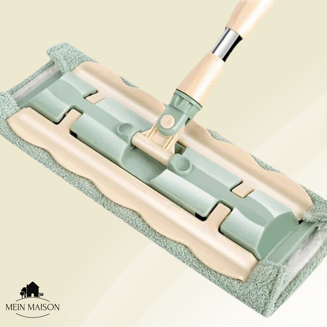 Das komplette MopPro Set: Flachmopp, Edelstahlstiel und Mikrofaserpad für Bodenreinigung.